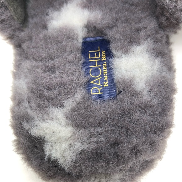 RACHEL Rachel Roy Faux Fur Memory Foam
Slippers Gray with White Stars Sz S 5-6 - Picture 4 of 7